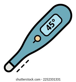 High temperature thermometer icon. Outline high temperature thermometer vector icon color flat isolated on white