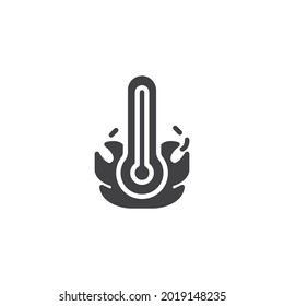 High temperature thermometer vector icon. filled flat sign for mobile concept and web design. Thermometer and fire flame glyph icon. Symbol, logo illustration. Vector graphics