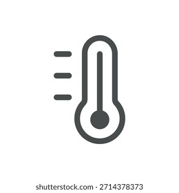 Termômetro de alta temperatura Ícone de tempo, alerta de calor, previsão de ondas de calor de verão quente, sinal isolado fino linear