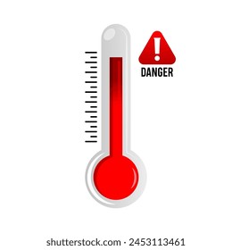 High Temperature Warning Icon flat vector design