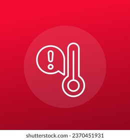 icono de advertencia de alta temperatura en el diseño de línea