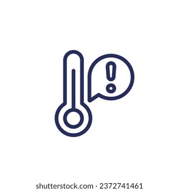 high temperature warning icon, line vector