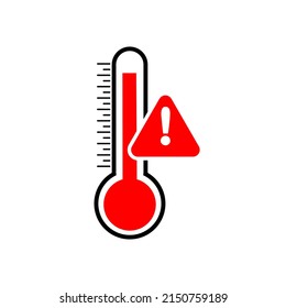 High Temperature Warning Icon On White background. Vector illustration. 