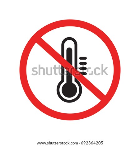 High temperature warning icon with red stop sign, simple protection graphic flat design concept vector for app ads label logo web banner button ui ux interface elements isolated on white background