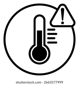 Hochtemperatur-Warnsymbol, einfaches Schutzzeichen flaches Design Konzeptvektor für App-Anzeigen Label Web-Banner-Schaltfläche ui ux Schnittstellenelemente einzeln auf weißem Hintergrund