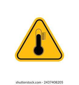 High Temperature Warning Sign Vector Line Icon illustration.