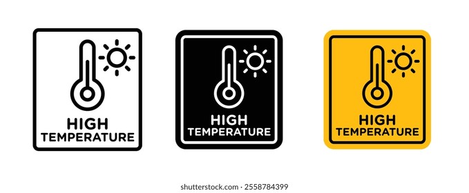 High temperature warning sign vector set