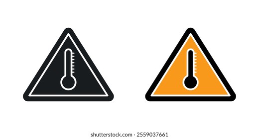 High temperature warning sign vectors in black and colored version