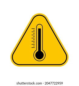 High temperature warning sign , Yellow Triangle Caution Symbol, isolated on white background, vector icon