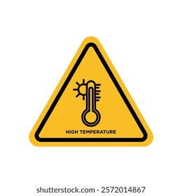 High temperature warning sign in yellow color