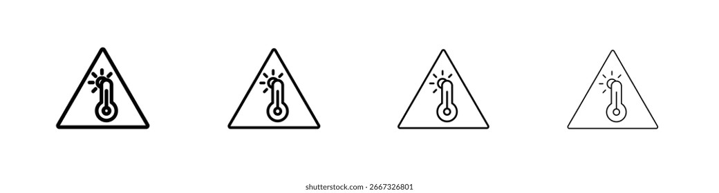 Signos de advertencia de alta temperatura colección de signo de ilustración. símbolo de Vector o logotipo.