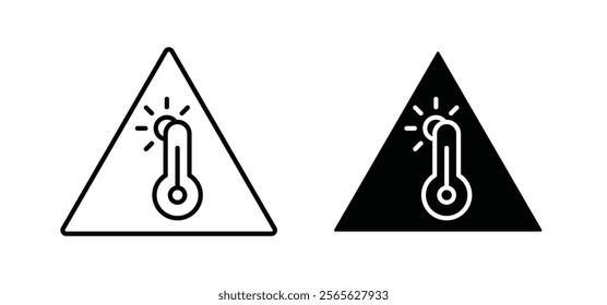 High temperature warning signs set in black and white colors