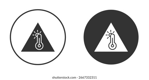 Iniciar sesión de advertencia de alta temperatura versiones de diseño plano de moda en blanco y negro.