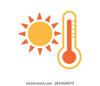 High temperature weather symbol with sun and thermometer climate change thermometer temperature forecast meteorology illustration heatwave measurement climatology environment meteorological