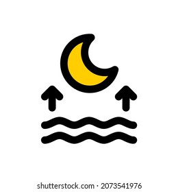 High tide icon, simple vector outline color style