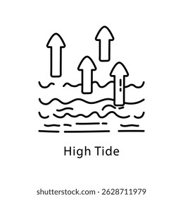 High Tide Vector Outline Style Icon. Eps 10 file
