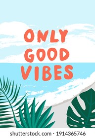 High Tides Good Vibes Summer Holiday Vacation Concept
Colorful summer background. Vector illustration