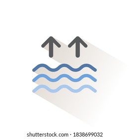 High tides. Waves on the sea. Isolated color icon. Weather vector illustration