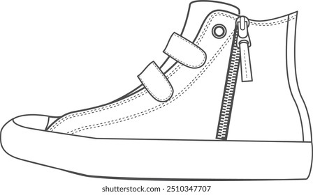 High top sneakers line icon. Sport footwear