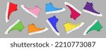High Top Sneakers. Shoes. Trendy fashion for teenagers. Active lifestyle. Cute Hand drawn illustration. Digital art. Icon, isolated on gray background. Colorful sticker. Vector EPS10. 