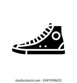 high top sneakers streetwear cloth fashion glyph icon vector. high top sneakers streetwear cloth fashion sign. isolated symbol illustration