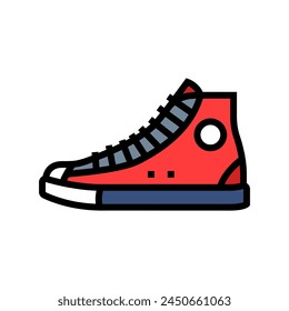 high top sneakers streetwear cloth fashion color icon vector. high top sneakers streetwear cloth fashion sign. isolated symbol illustration