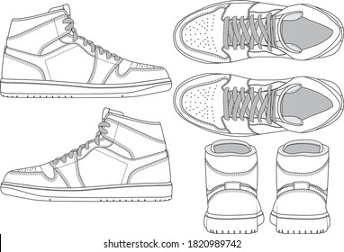 high top trainer, technical drawing