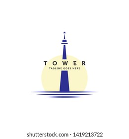 high tower building silhouette logo icon vector template