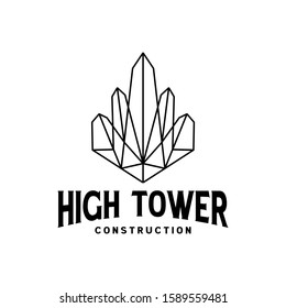 High Tower Construction Logo Monoline Geometric Style.