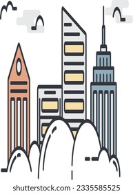 high tower doodles that are built in modern cities. tower is where people live in modern city.pictures of buildings soaring up to the clouds