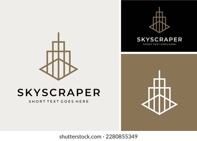 High Tower Real Estate Apartment Building Skyline for Skyscraper Architecture logo design