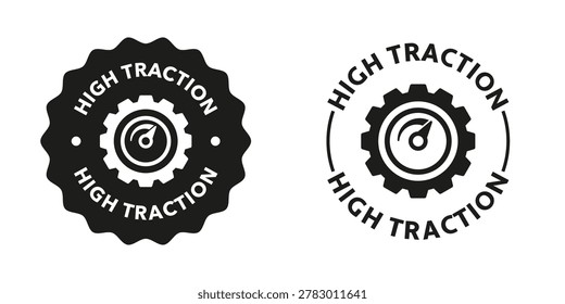 High Traction. Vector signs for transport or equipment labeling.