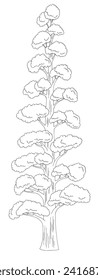 Hochbaum-Grafik-Schwarz-Weiß-Skizze-Vektorgrafik