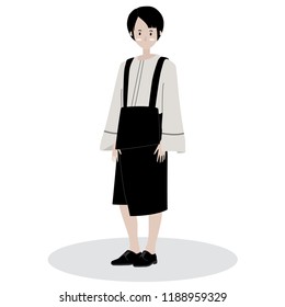 High trendy look. Glamor stylish beautiful young woman model. Short hair. Fashion style.Vector flat illustration