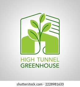 High Tunnel Greenhouse logo template - agricultural construction for gardening and vegetable cultivation