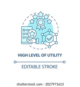 High Utility Level Concept Icon. Product Usage Abstract Idea Thin Line Illustration. Design Functionality. Producing Quality Product. Vector Isolated Outline Color Drawing. Editable Stroke