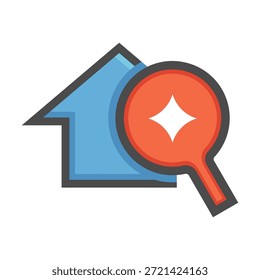 Icono de Vector de escaneo de búsqueda de activos de alto valor. Lupa sobre el símbolo de la propiedad. Proceso de búsqueda de inmuebles para compra o inversión. Ideal para plataformas de búsqueda de propiedades, oportunidad de inversión.