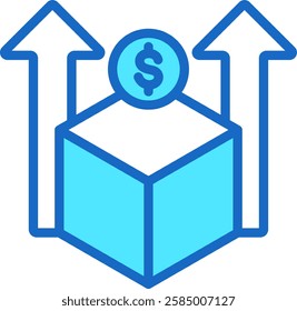 High Value Icon Blue Color Vector Illustration