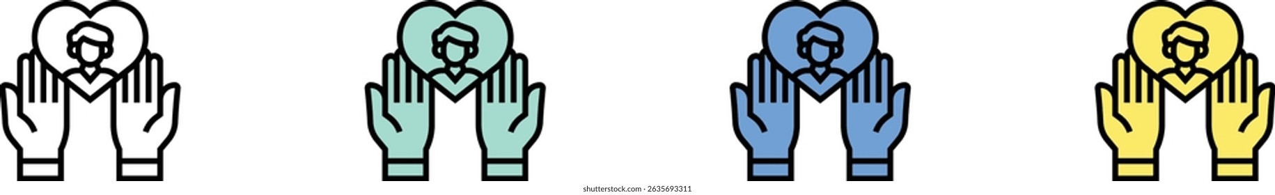 high value icon. Outline, Green, Blue and Yellow Style Design Isolated On White Background