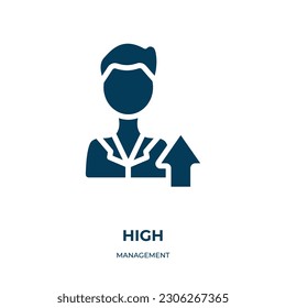 hohe Vektorsymbol. High, Education, Schule gefüllt Symbole aus flachem Management Konzept. Einzeln schwarzes Symbol, Vektorgrafik-Symbol-Element für Webdesign und mobile Apps