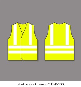 high visibility jacket illustration. Safety equipment. Protective workwear. Protective safety clothing with reflective stripes.