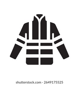 High visibility safety jacket icon for worker protection a piece of personal protective equipment for construction and industrial road work uniform vector solid glyph