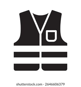 High visibility safety vest glyph icon for personal protective equipment and road construction worker uniform vector illustration vector solid glyph icon