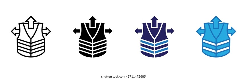 Hoher Sichtbarkeit Weste Symbol Multi-Style-Vektorgrafik