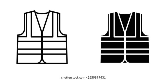 High visibility vest Icon set in black color for ui designs