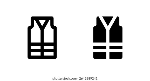 High visibility vest icon set representing safety clothing for outdoor and work environments.