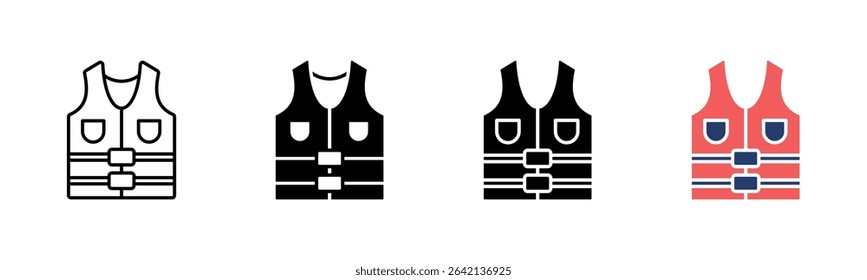 High Visibility Vest icon sheet multiple style collection
