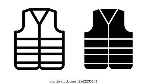 High visibility vest Icons pack in outlined and flat versions