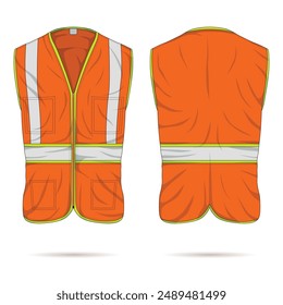 High visibility work safety vest mockup front and back view