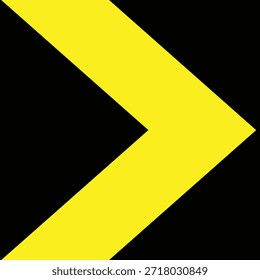 Icono amarillo de alta visibilidad del tráfico de la dirección del chevron para la navegación por carretera y la seguridad de conducción
